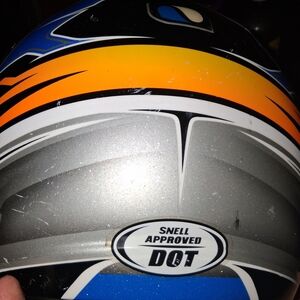 Dynamic Blue and Orange Motorcycle Helmet